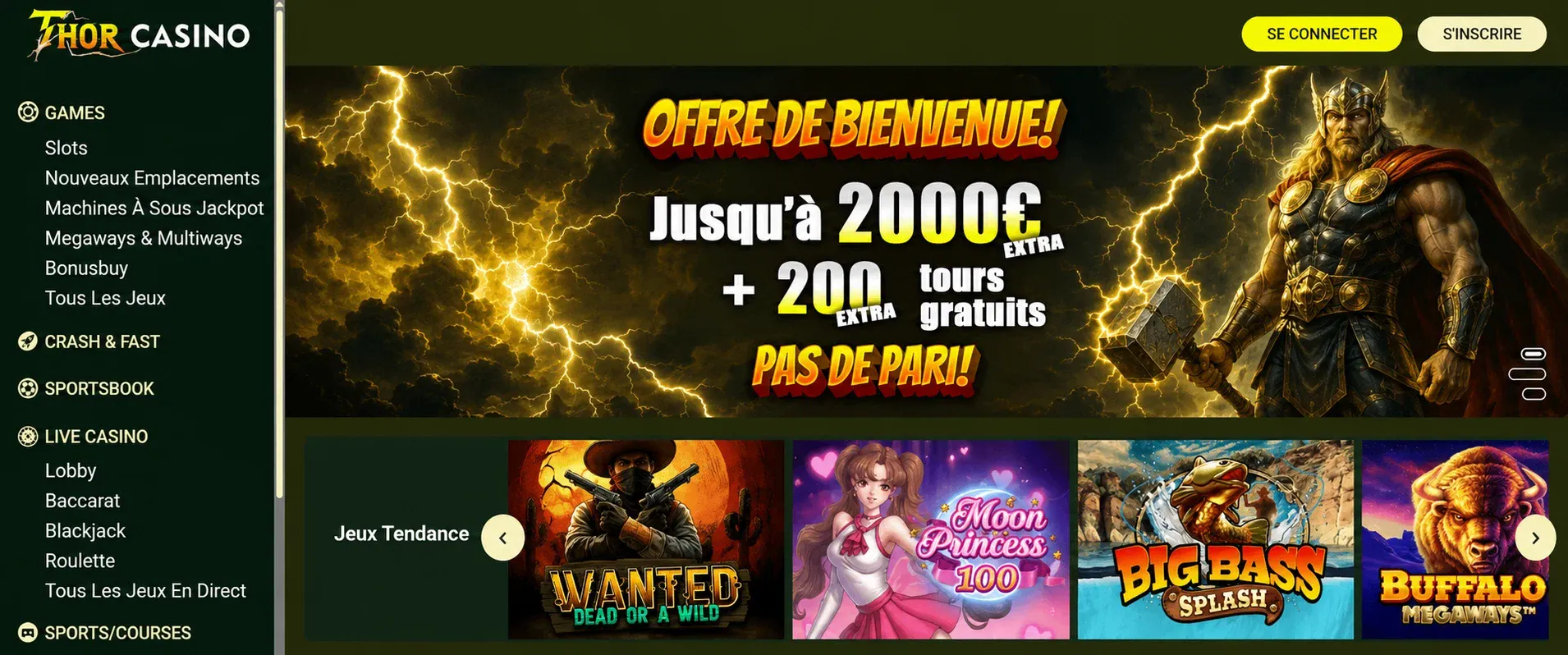 Thor Casino homepage preview