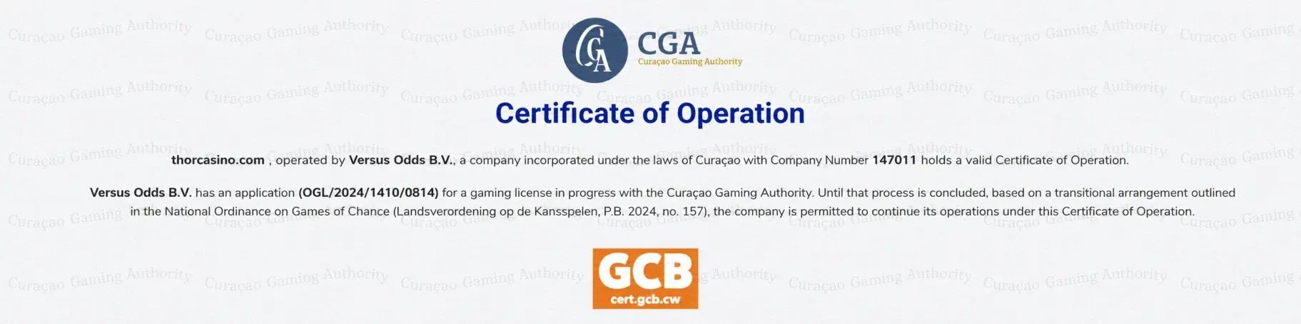 Thor Casino security and licence